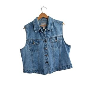 Vintage 90s‎ St. John's Bay Denim Vest • 100% Cotton Blue Jean XL
